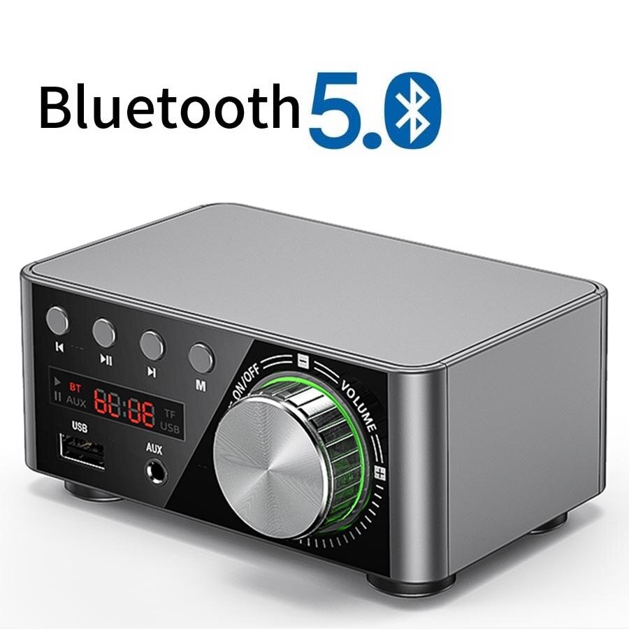 Bộ Khuếch Đại Âm Thanh Mini HiFi Bluetooth 5.0 HiFi Thẻ Âm Thanh USB Khuếch Đại Kỹ Thuật Số Class D Tpa3116 AUX 50W * 2 Âm Thanh Gia Đình, Với Bảng Điều Khiển