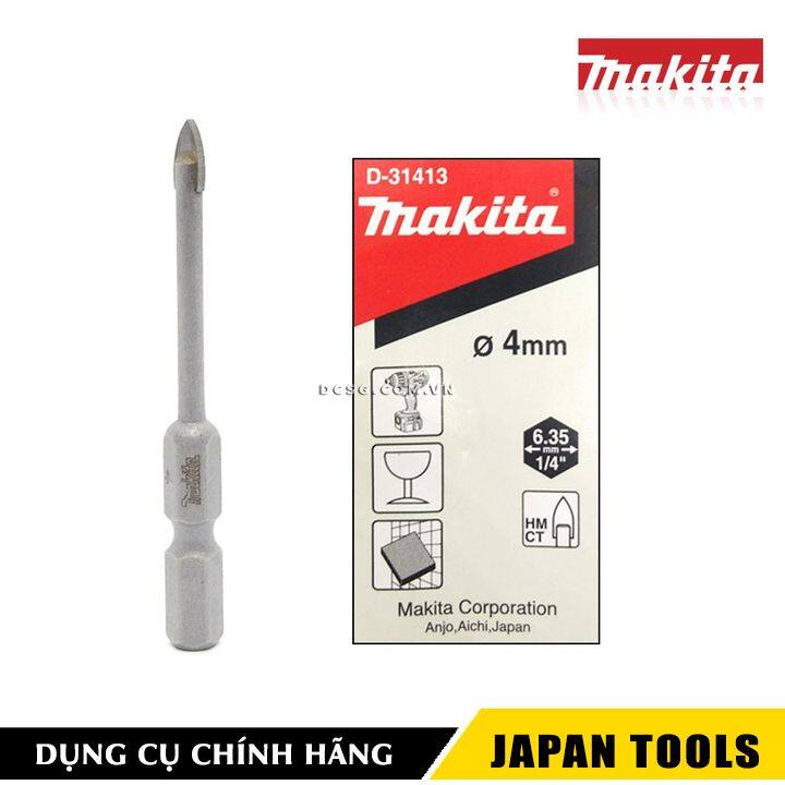 Mũi khoan gạch men 4.0x65mm chuôi lục giác makita d-31413 | japan tools
