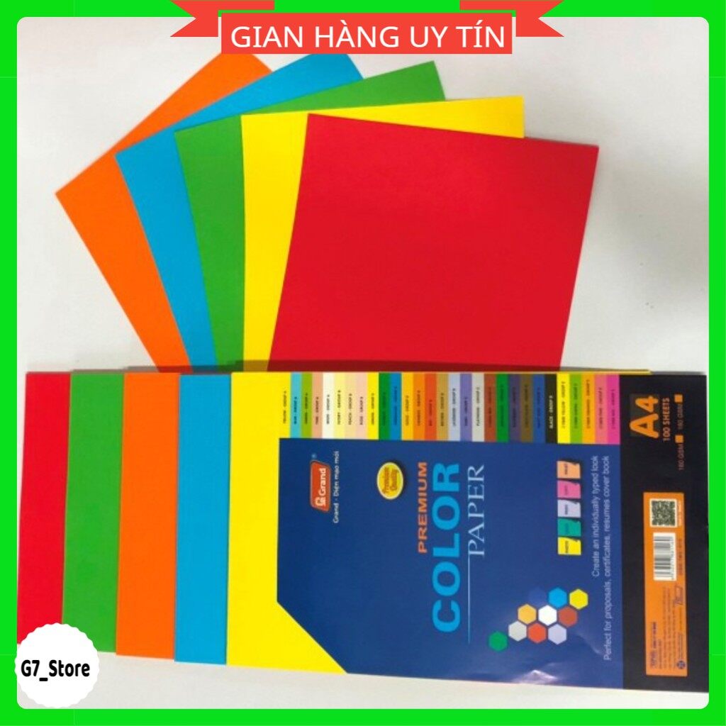 Tập 100 tờ bìa trộn 5 màu,bìa màu a4 thái lan