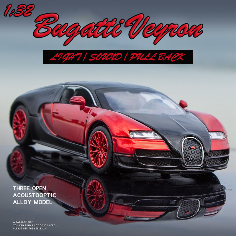 1:32 Bugatti Veyron Diecast Model Car Toy Collection Light&Sound Pullback Gift 