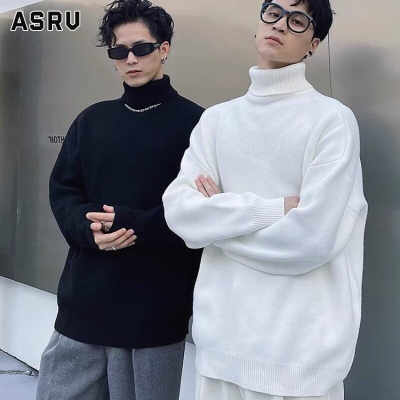 Asrv áo khoác mùa đông áo sweater áo len mùa đông áo len cổ lọ cao cấp mùa thu đông đồ lót phong cách hàn quốc phổ biến cho nam đế dày đan lười