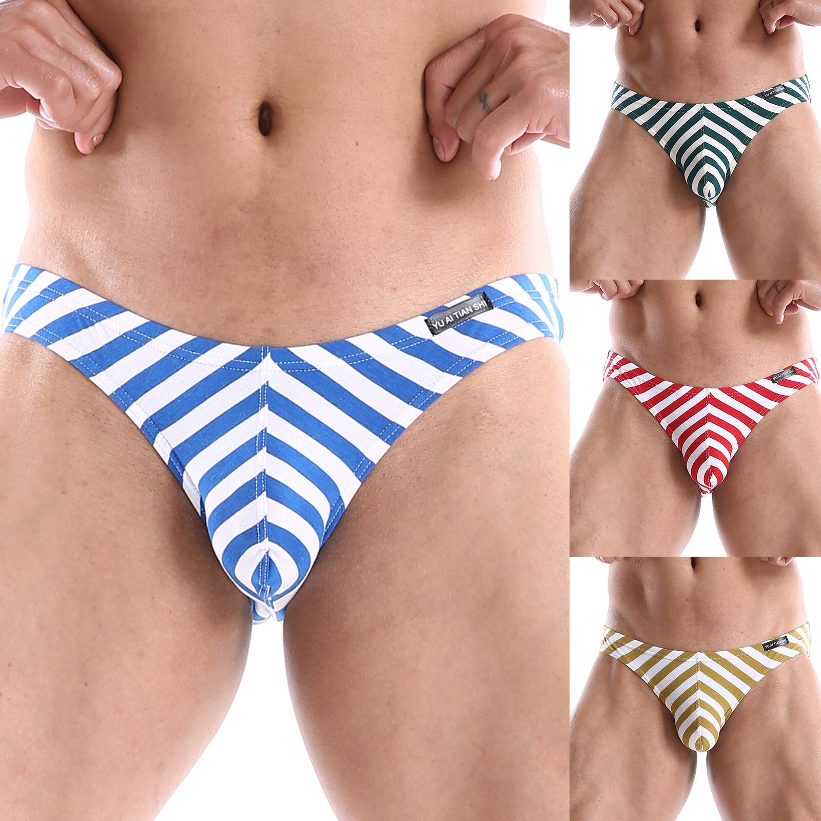 Mens Đồ Lót Mens Quần Sexy Cotton cạp thấp Quần lót tam giác kẻ sọc Dưới Mặc Sexy Underware Quần Lót quần lót dạng thùng Cho Nam Giới