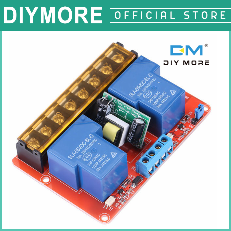 Seasboat mô-đun rơle 2 kênh 30a dc 5v rơle điều khiển kích hoạt mức cao thấp mô-đun công tắc rơle ac 100v-250v