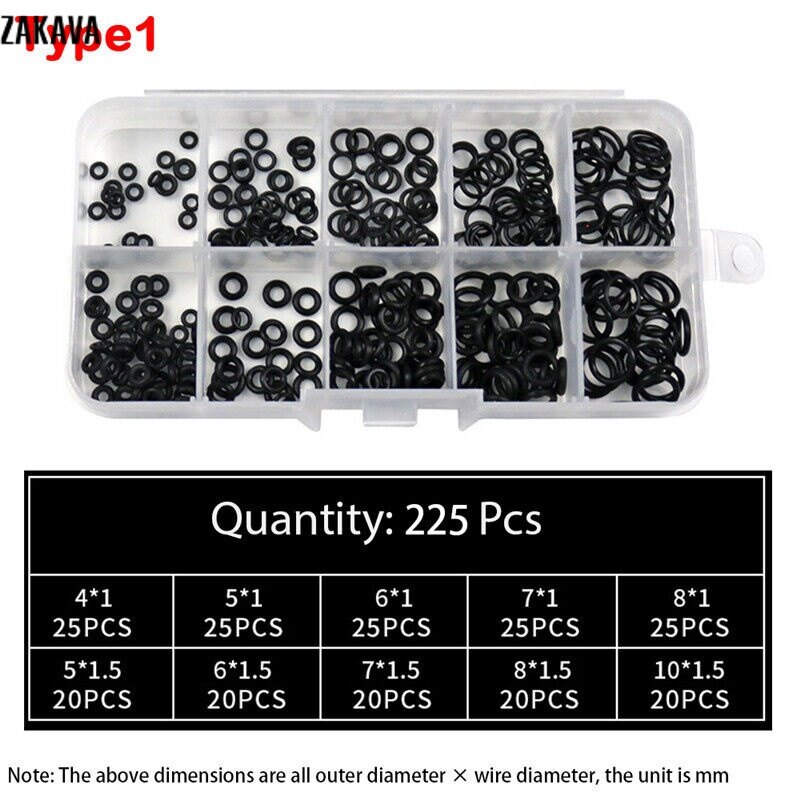 ZAKAVA Boxed Nitrile Silicone Rubber Assortment O-ring Gaskets Seal Ring NBR Repair Kit Faucet Sealing Valve Waterproof Machine oil-resistant Gasket Kit