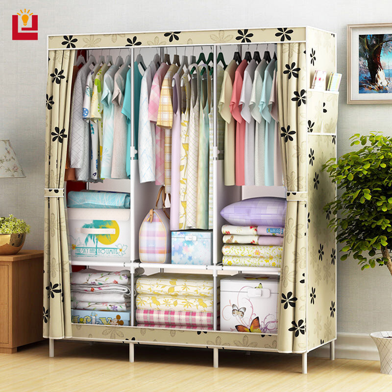 YONUO Giá Thép Để Tủ Quần Áo Đơn Giản Giá Để Quần Áo Bằng Vải Gia Cố Ống Thép Chống Bụi Đựng Đồ Đơn Lớn Cho Tủ Quần Áo