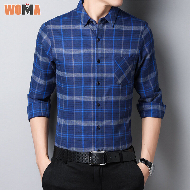 ⚡Miễn Phí Vận Chuyển⚡WOMA Áo Sơ Mi Nam Tay Ngắn Có Ve Áo Rộng Bộ Com Lê Công Sở Dáng Ôm Trang Trọng Với Áo Sơ Mi Công Sở Ngắn Tay Kẻ Sọc Thường Ngày