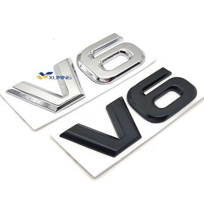 Biểu tượng kỹ thuật số chữ v6 kim loại 3d đề can logo dán xe hơi