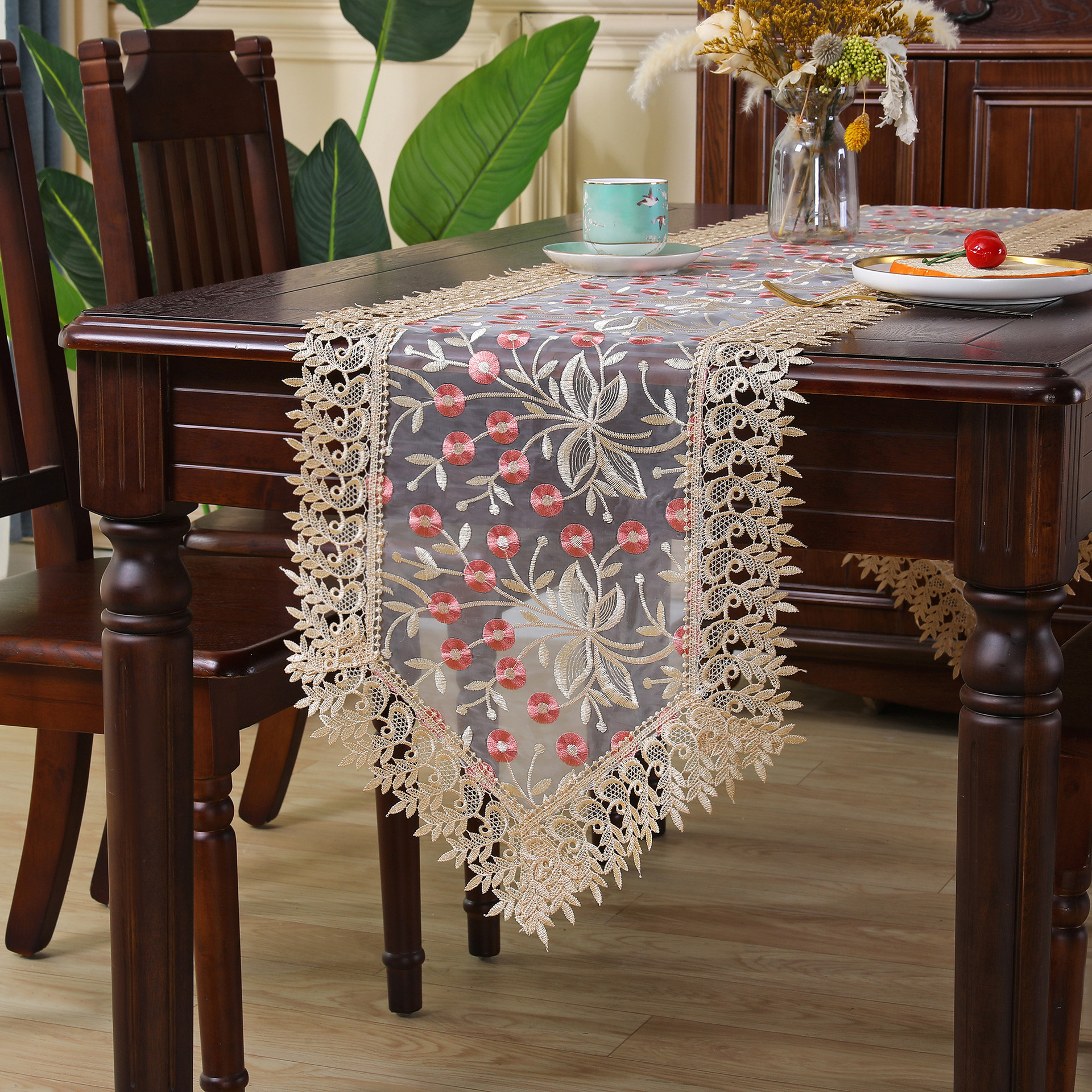 Ren kiểu Mỹ bồi bàn thêu rỗng Khăn ăn Coaster trang trí Bìa Khăn trải bàn khăn bồi bàn cao cấp
