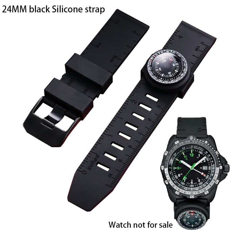 1 Dây Đeo Cao Su Silicon Màu Đen 24MM Cho Luminox Vòng Đeo Tay Đồng Hồ Quân Đội 8831 Có La Bàn Dây Đeo Đồng Hồ Thể Thao Ngoài Trời Lặn