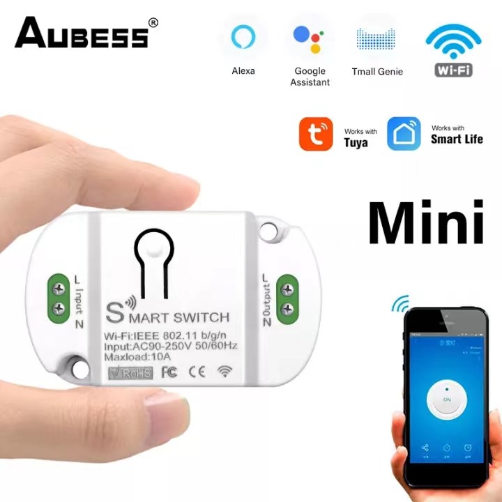 Aubess công tắc thông minh wifi 16a công tắc hẹn giờ không dây tự động hóa nhà thông minh tương thích với tuya alexa g-oogle home