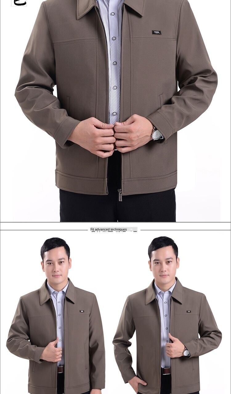 Thick/thin spring middle-aged men's jacket casual jacket coat middle-aged and elderly men's gown dad outfit