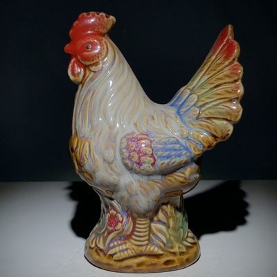 Gà trống, đồ trang trí cỡ nhỏ, hàng cũ, sứ cũ, túi cổ, túi cũ, sưu tầm thực .
