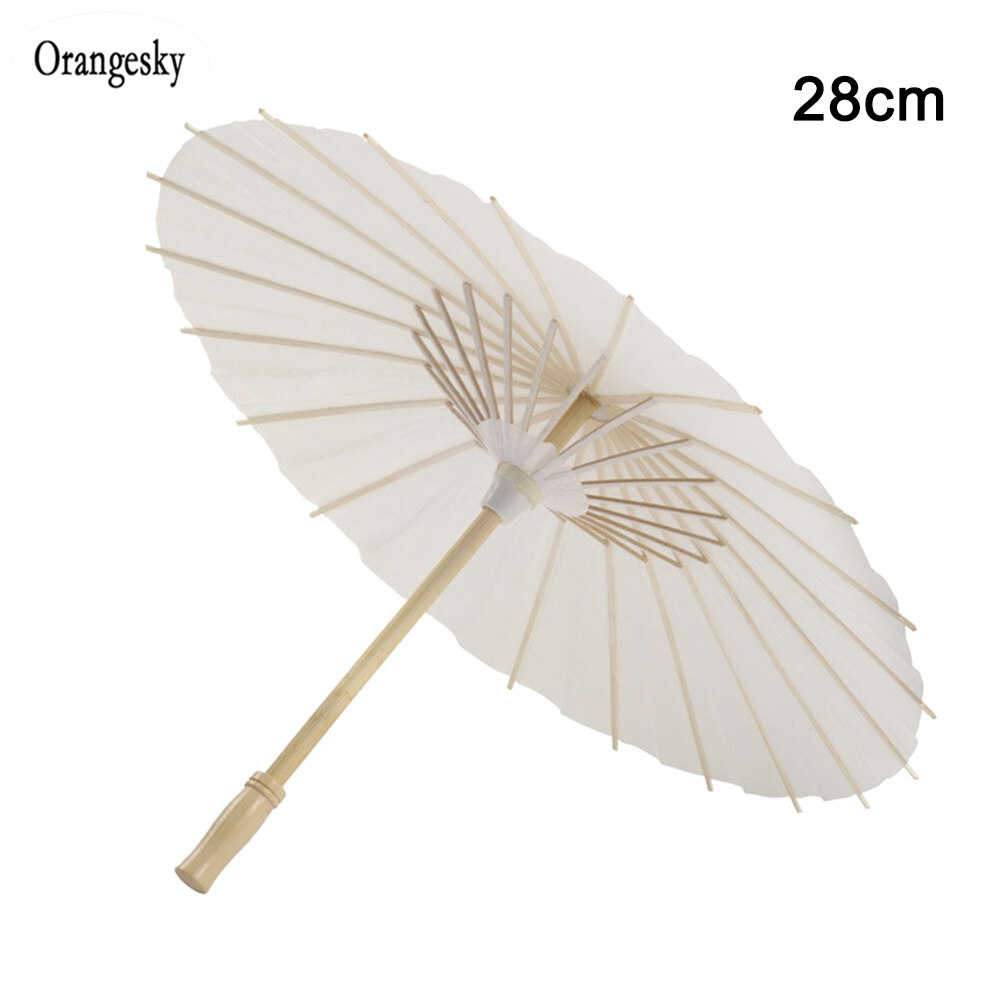 Orangeskyน้ำมัน-กระดาษร่มสีขาวจีนแบบดั้งเดิมอุปกรณ์เต้นParasolsมือตกแต่ง