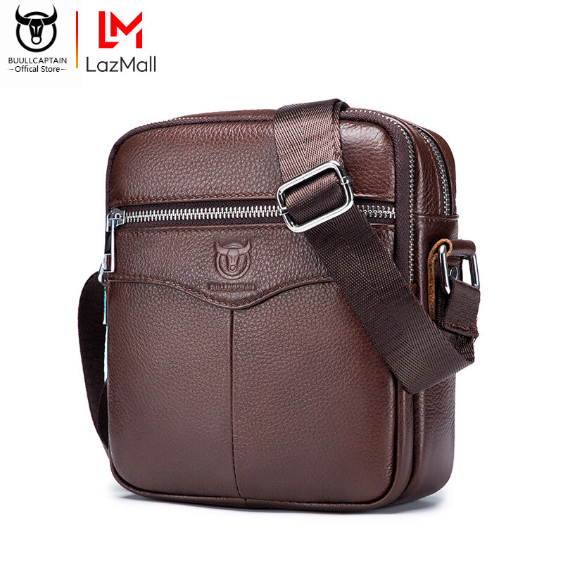 BULLCAPTAIN leather men's shoulder messenger bag cowhide genuine business casual outdoor sports shoulder bag