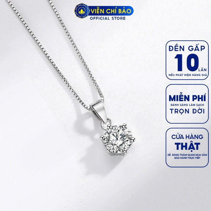 Dây chuyền bạc nữ mặt đá trắng chất liệu bạc 925 thời trang trẻ trung cá tính Viễn Chí Bảo D400652