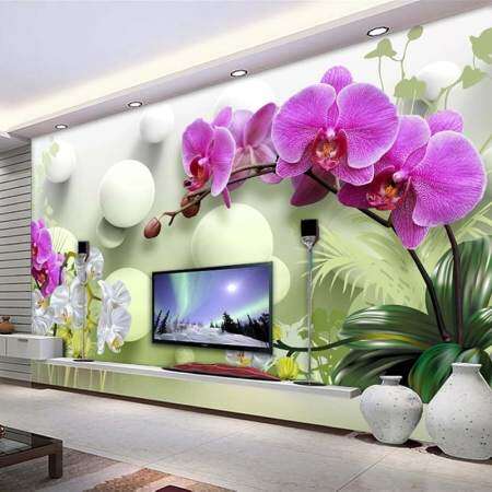 3D Ball Flower Wallpaper for Modern Interior Decor