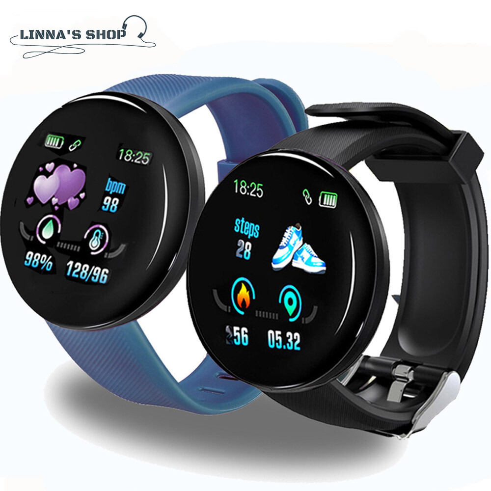 Thông minh đồng hồ, d18 đồng hồ thông minh tròn đo huyết áp nhịp tim bluetooth, đồng hồ thể thao nam nữ không thấm nước cho android ios