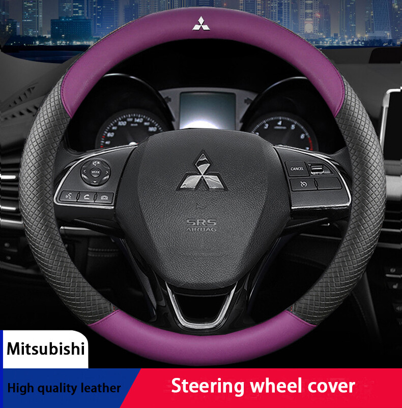 Bọc Vô Lăng Bằng Da Sợi Cacbon, Mitsubishi Eclipse Cross Lancer Ex Lancer Bọc Vô Lăng Ngoài Phong Cách Mới Asxgalant Zinger Bao Da Tay Cầm Xe Hơi 38Cm/15 Inch Có Logo