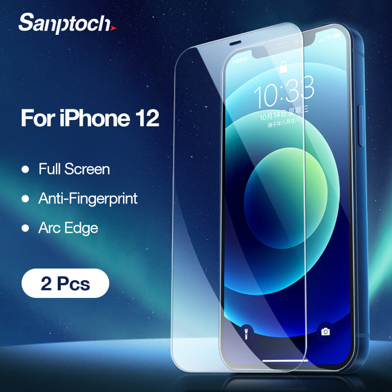 Miếng Dán Bảo Vệ Toàn Màn Hình Sanptoch, Tấm Dán Bảo Vệ Viền Hồ Quang Mini Cho iPhone 12 11 Pro Max 12