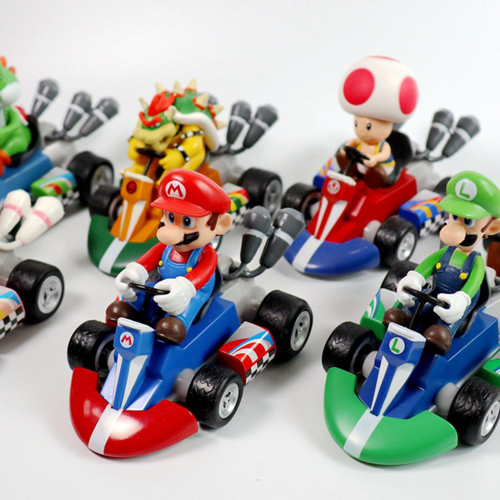 Super Mario 10Cm Khỉ Vàng Người Đàn Ông Kéo Trở Lại Kart Mô Hình Xe Đồ Chơi Trẻ Em Bộ Sưu Tập Quà Tặng