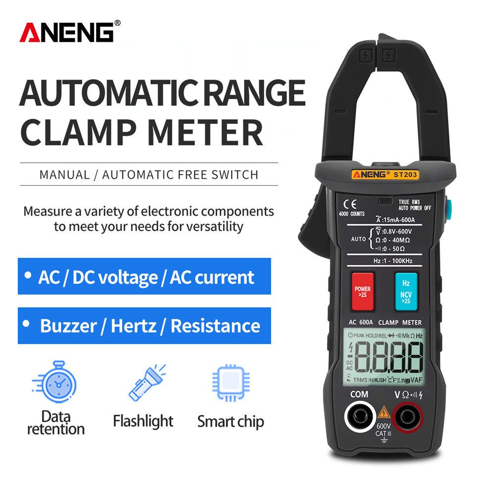 ANENG ST203 Đồng Hồ Kẹp Đo Điện Kỹ Thuật Số Vạn Năng 4000 Đếm RMS Thật Bộ Khuếch Đại Cỡ Nhỏ DC/Kẹp AC Mét Vôn Kế 400V Tầm Tự Động