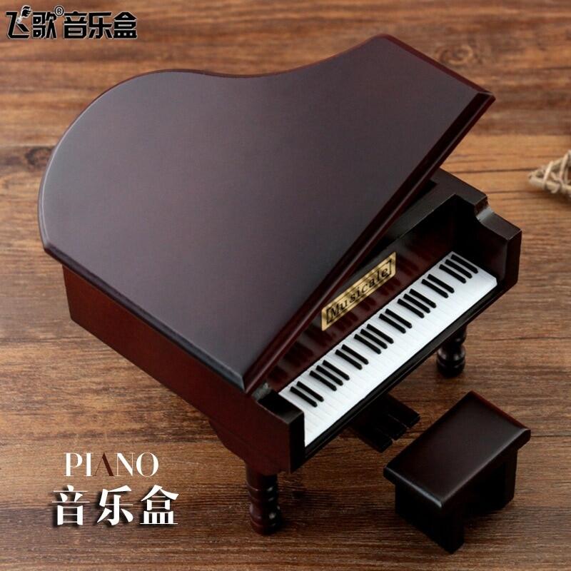 Hộp nhạc trang trí hộp nhạc mô phỏng đàn piano bằng gỗ quay tay chòm sao mini quà tặng sáng tạo