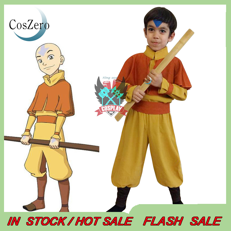 Avatar:The Last Airbender Avatar Aang Cosplay Costume Jumpsuit Outfits ...