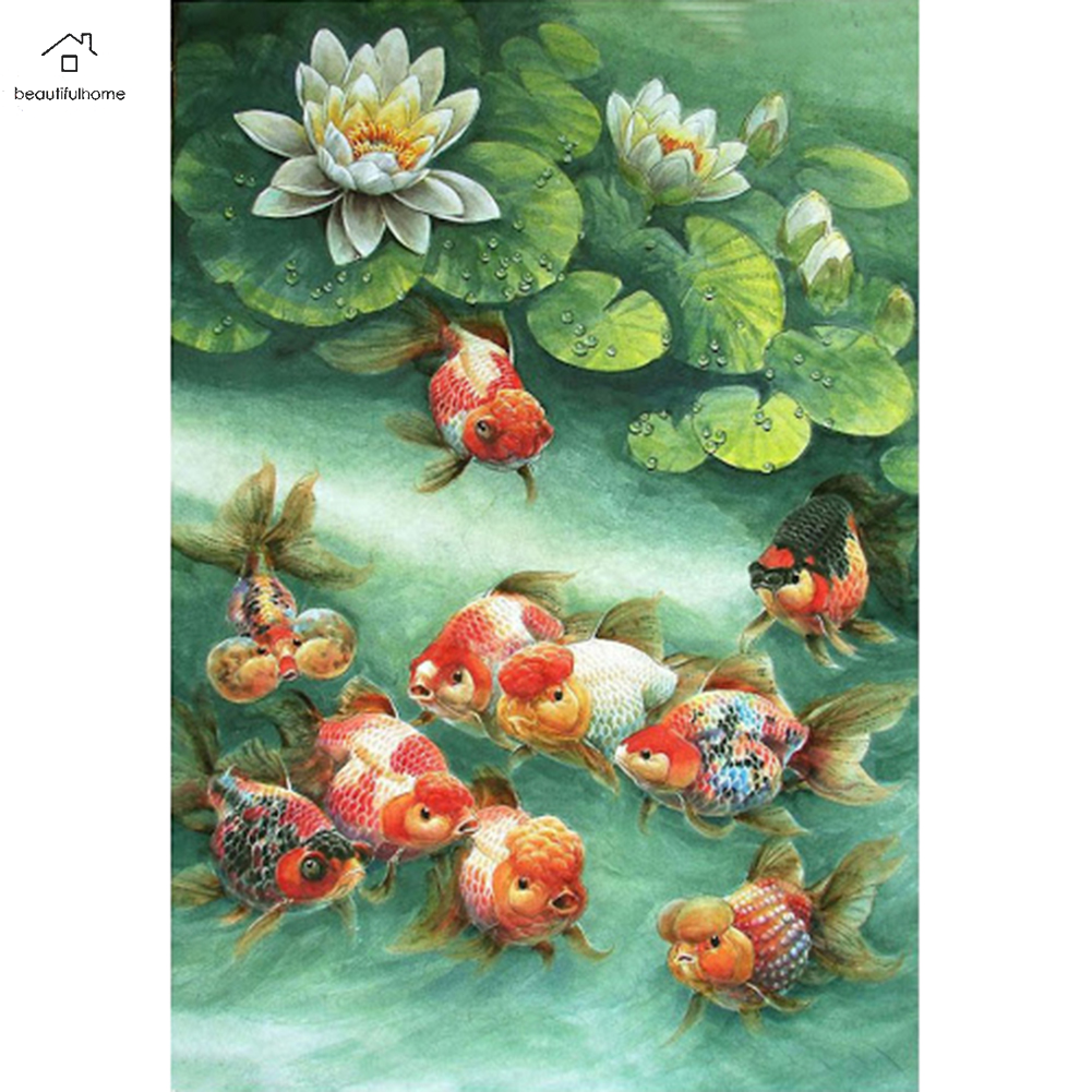 Bộ dụng cụ thêu chữ thập cá vàng chỉ thêu toàn bộ vải bạt tự làm đóng dấu 11ct