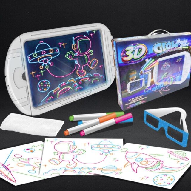 เด็กกระดานเขียนภาพวาด Erasable LED อัจฉริยะ3D กระดานวาดภาพ Boy และสาว Graffiti Creative กระดานวาดภาพ