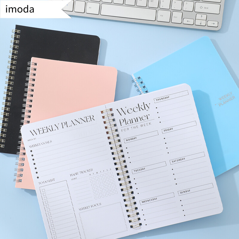 Imoda 1 Máy tính kế hoạch hàng tuần và hàng ngày máy tính xách tay xoắn ốc kế hoạch ngày sổ lịch hẹn học tập 52 Tuần chương trình nghị sự để tăng năng suất vật tư văn phòng phẩm