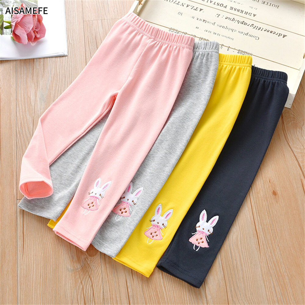 AISAMEFE Kids Legging Cute 3D Cartoon Rabbit Girl Cotton New Korean Style High Elastic Waist Casual Long Pants Spring 1-8Y Children Clothes ราคา 156 บาท*ส่งฟรี
