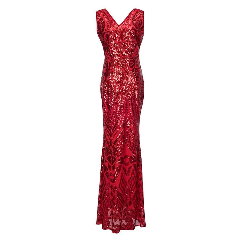 Red sequin evening on sale dress