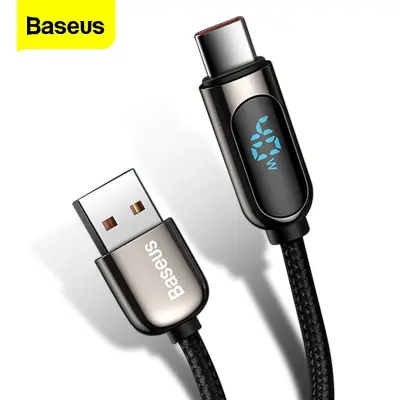 Baseus LED Display 5A USB Type C Cable For Xiaomi 10 Huawei Samsung Fast Charging Charger USBC USB-C Data Type-C Wire Cord (1)
