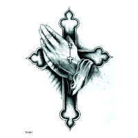 HBESTY.2 Pray Cross Waterproof Temporary Tattoo Sticker Tatouage Christian Tatoo Kids body Art Stickers Henna Tattoos Art Tattoo