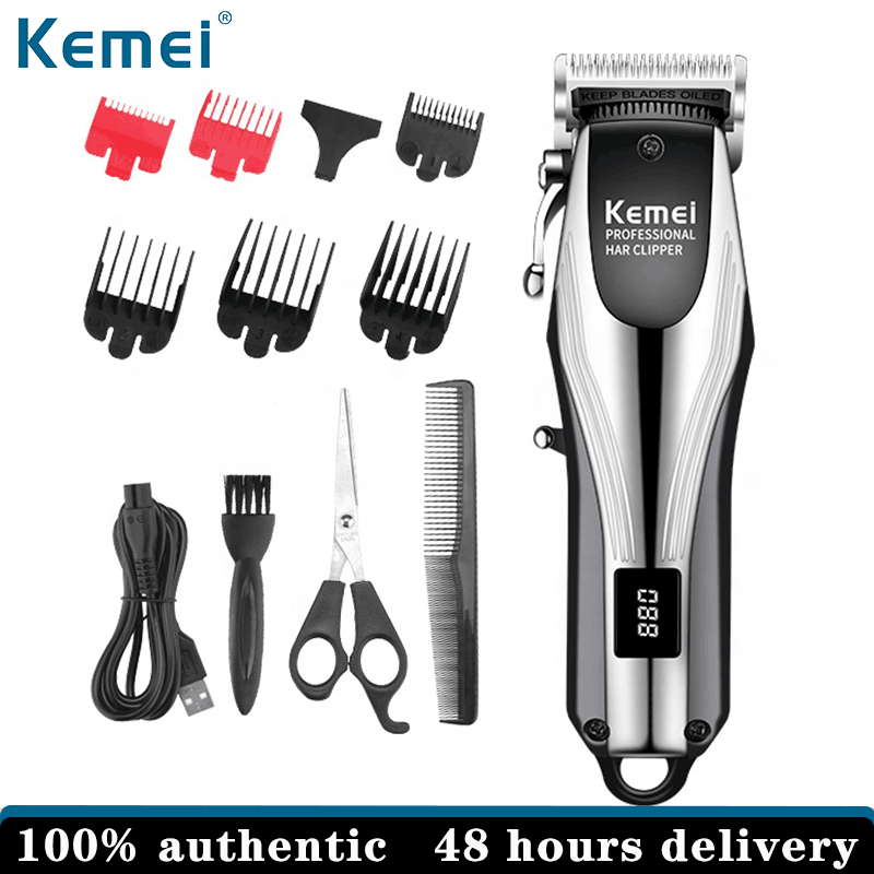 Kemei KM-2619 Professional Cordless Hair Clipper Rechargeable Men Hair Trimmer Adjustable Cutting Lever Barber Shop LCD Display ราคา 653 บาท*ส่งฟรี