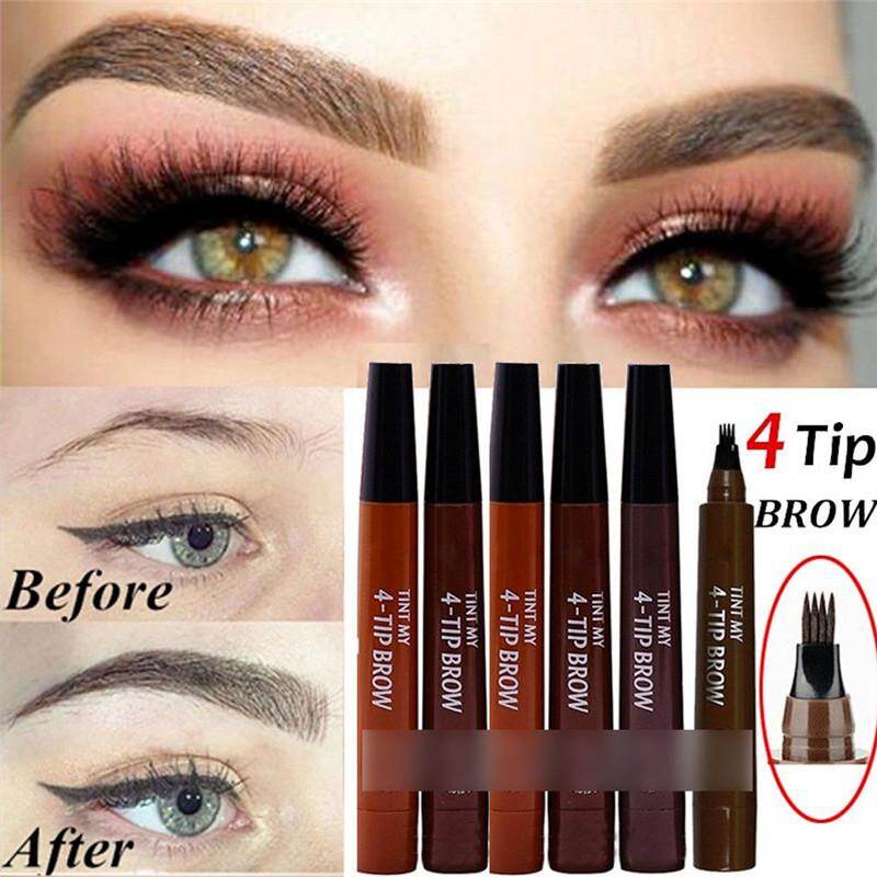Bút lông mày 3d microblading bút xăm lông mày 5 màu 4 đầu nĩa chống nước bút lông mày dạng lỏng lâu trôi