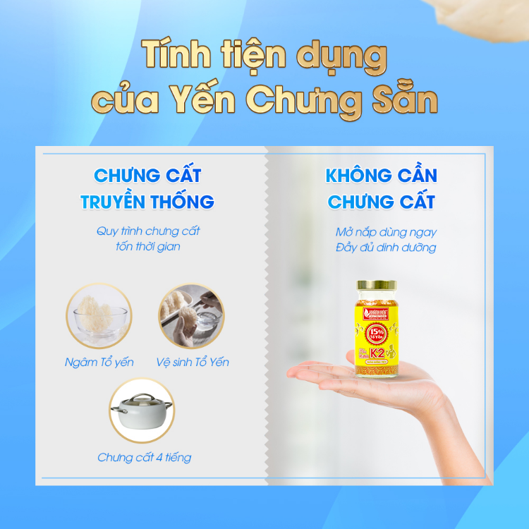 Nước Yến Sào 15% Chưng Đường Phèn Bổ Sung Vitamin K2 Khánh Hòa Nutrition (Hộp 6 lọ x 125ml ) - Thực Phẩm Dinh Dưỡng