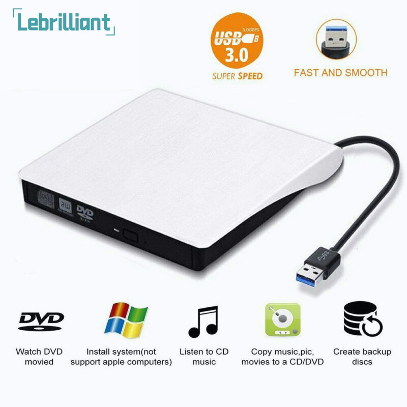 Ổ đĩa dvd usb 3.0 mỏng gắn ngoài đầu ghi dvd ± rw cd-rw cho pc máy tính xách tay mac