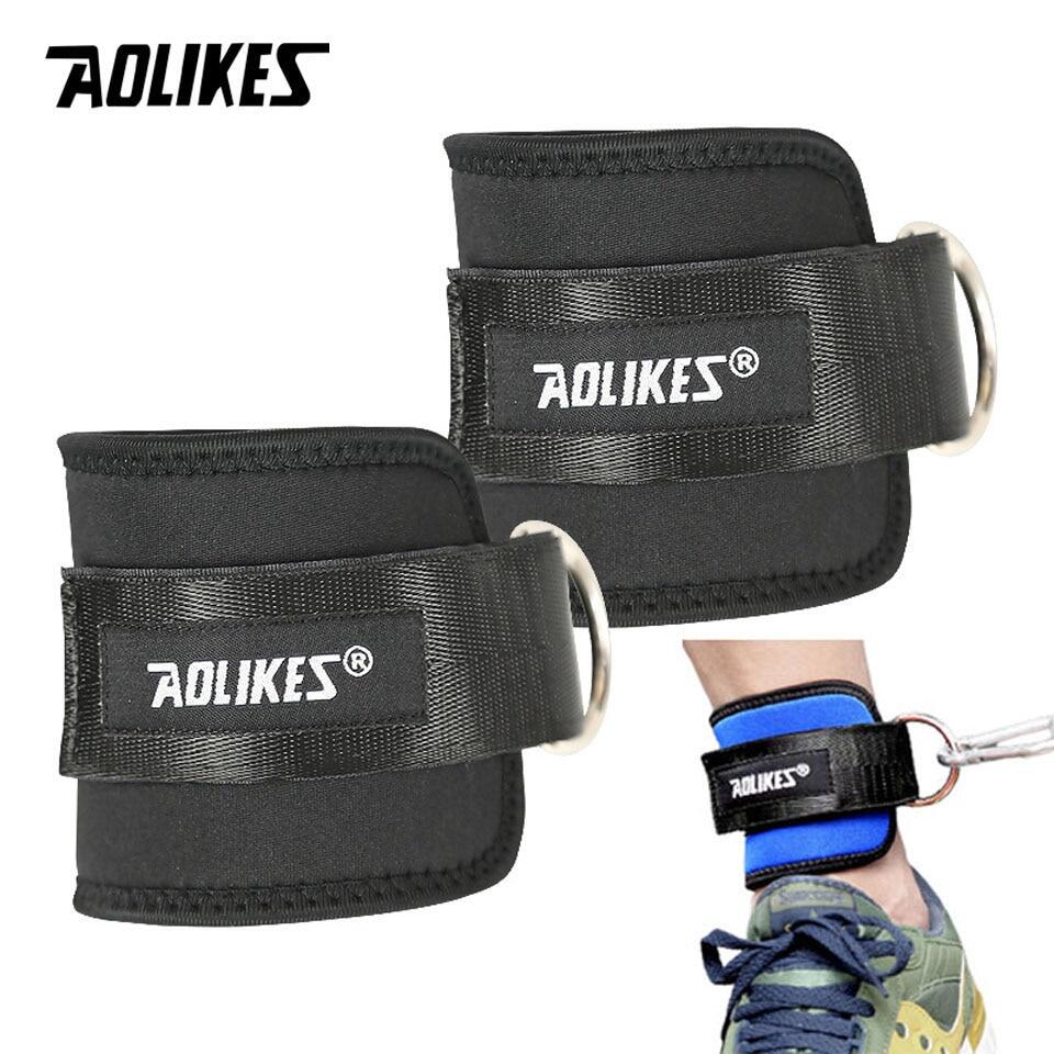 AOLIKES 1Pair D-Ring Ankle Anchor Strap Belt Gym Cable Attachment Thigh Leg Strap Lifting Fitness Exercise Banda Elastica