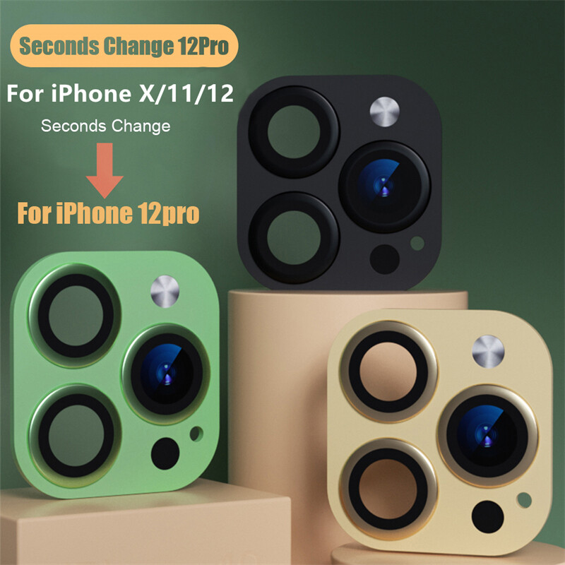 Miếng dán ống kính máy ảnh iphone x xs xs max to iphone12 pro miếng dán ống kính kim loại miếng dán bảo vệ kính cường lực cho iphone11 iphone12 to iphone12 pro