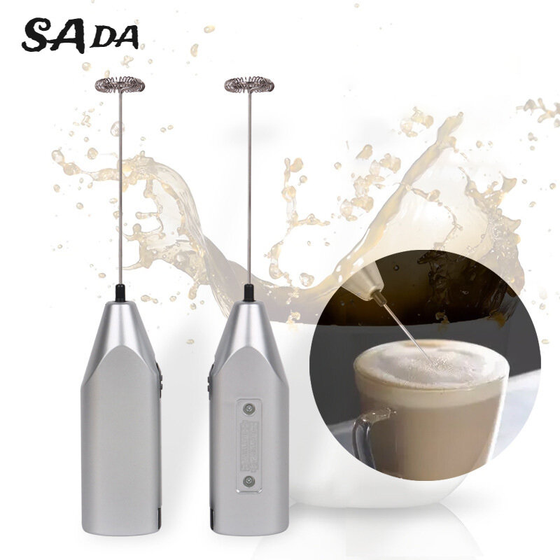 SADA thép không gỉ trứng Whisk điện cầm tay đồ tạo bọt sữa sáng tạo sữa máy Trộn Cà Phê mini đồ tạo bọt sữa