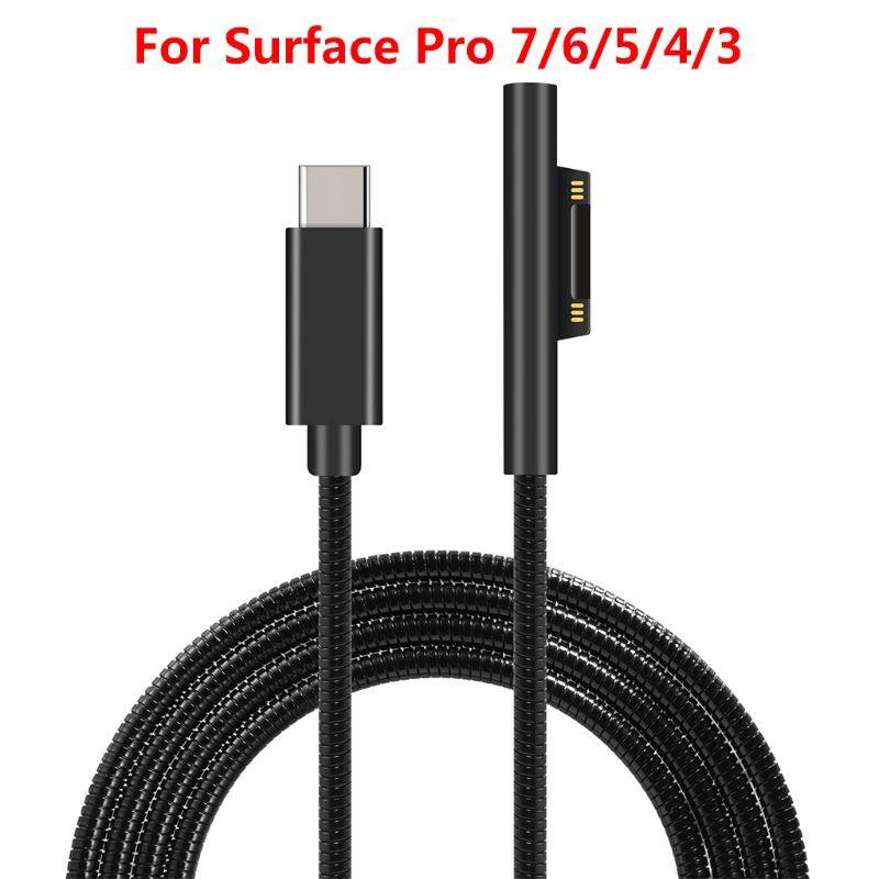 Bộ chuyển đổi sạc nguồn usb type-c 1.5m, cáp sạc nhanh 15v 3a pd dành cho microsoft- surface pro 3 4 5 6 7
