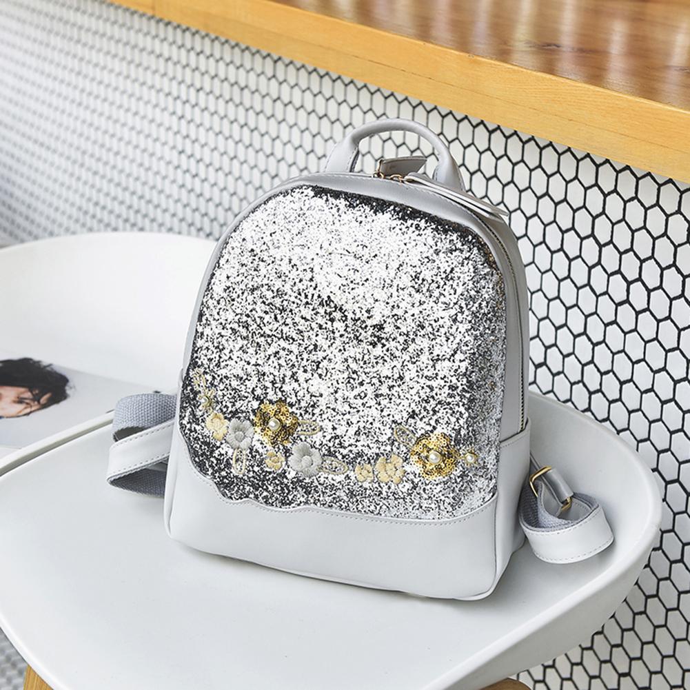 Kim tuyến lấp lánh thời trang màu sáng lấp lánh ba lô sequin phụ nữ hoa đi học du lịch túi giản dị nữ long lanh cặp sách đeo vai phong cách preppy ba lô ba lô