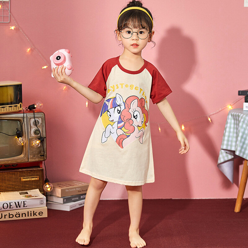 Minnies Sonic The Hedgehog Snow Whites Girls Short Sleeve Pajama Dress Summer Summer Nightdress Combed Cotton Thin Section Cute Korean Style Homewear - 8