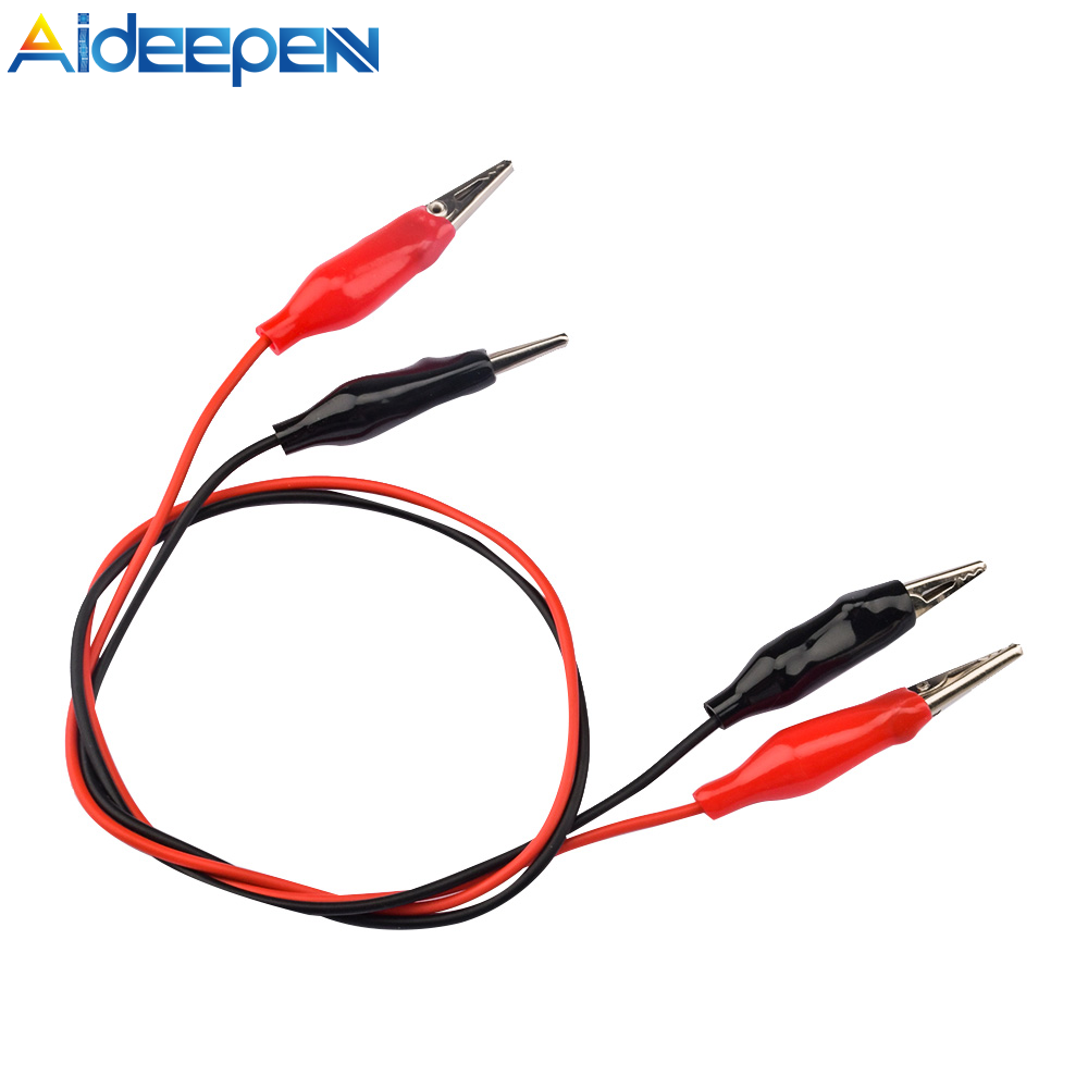Aideepen kẹp cá sấu hai đầu dây thử nghiệm cáp thử nghiệm màu đen & đỏ kẹp cá sấu pvc mềm dây thử dây dẫn thử dây nhảy cá sấu để kiểm tra dòng điện