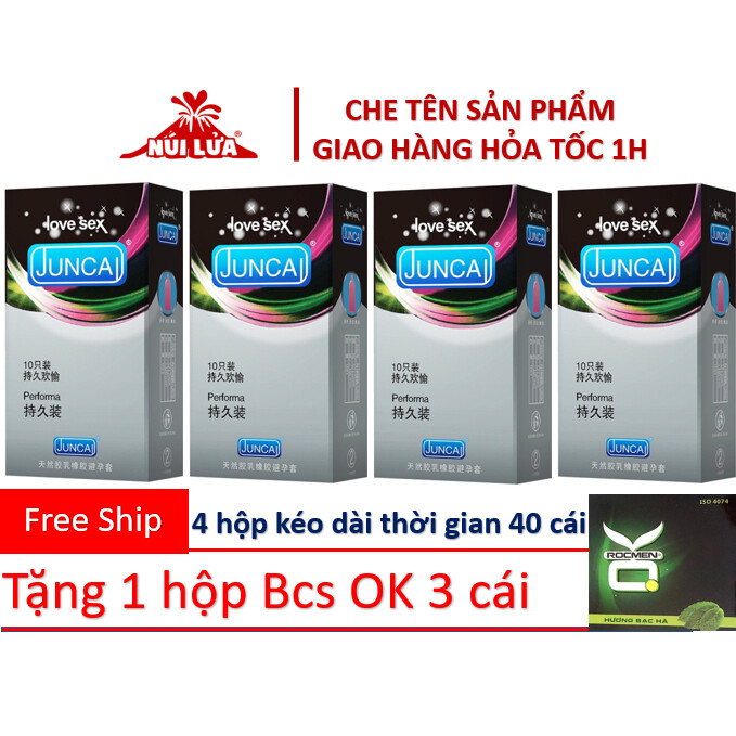 4 hộp bao cao su kéo dài thời gian juncai performa 40 bao tặng 1 hộp ok