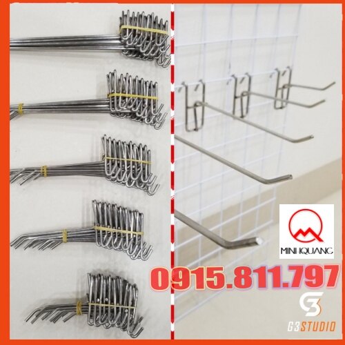 móc cài lưới sắt,tay cài inox móc vào khung cố định giúp shop trưng bày hàng mẫu,kích thước 15cm