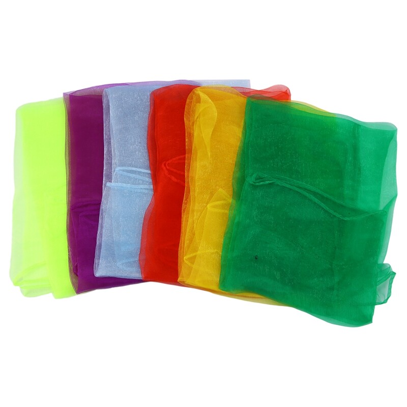 12 x Small Dance Scarves Multi-Color Scarves Hem Juggling Scarves Dance Color Random 60 x 60cm