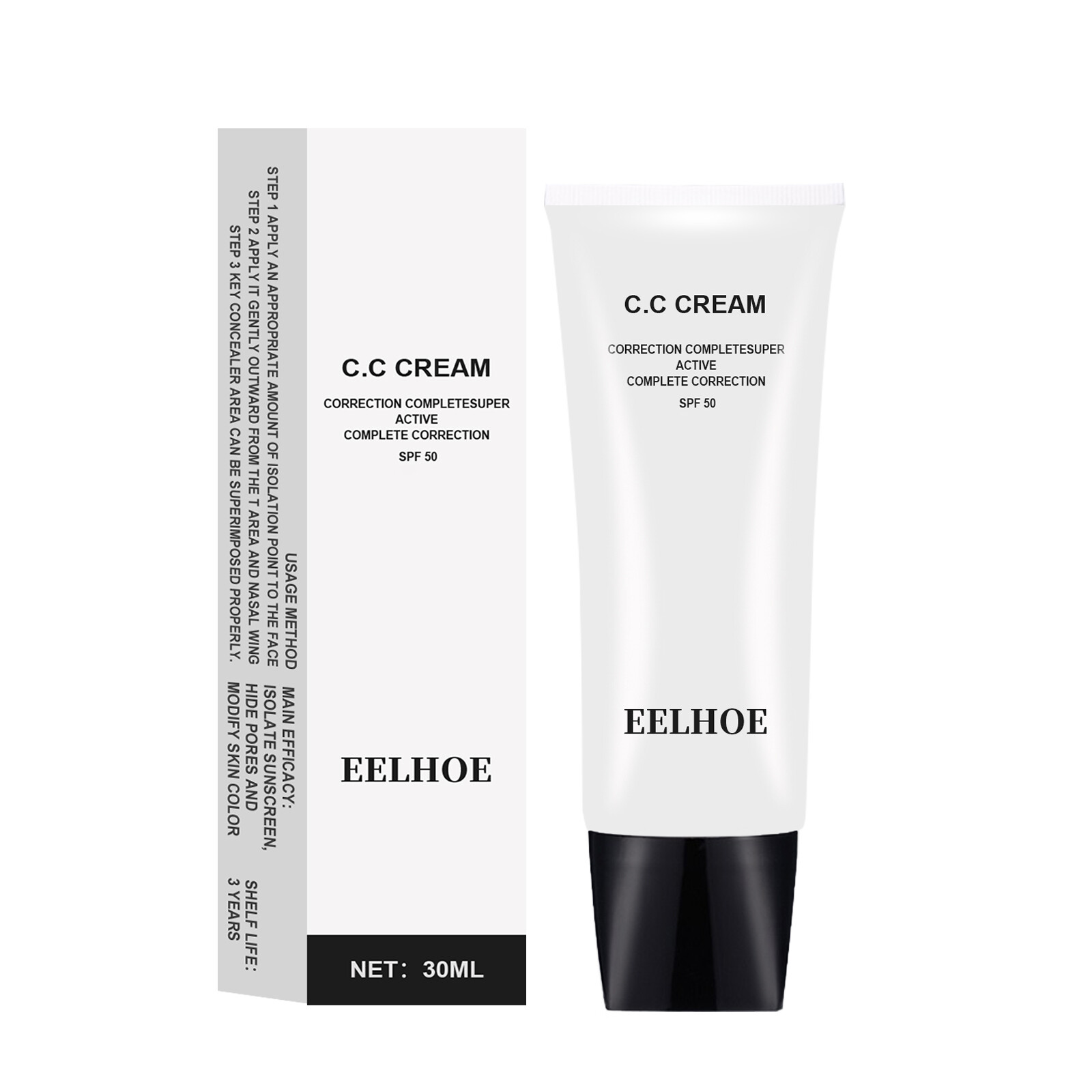 Eelhoe CC Cream Natural Whitening Cream Face Care Foundation Base Primer Brightening Skin Tone Waterproof and Sweatproof Foundation Cream Flawless Natural Face Base Makeup（30ml）