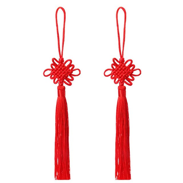 CNY 5pcs Chinese Knots Feng Shui Pendant with Tassels/ Red Handmade Chinese Knotting Cord /Chinese Decorative Knots for New Year Spring Festival Decorations
